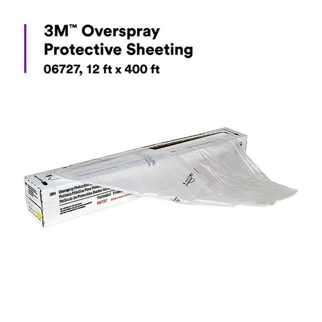 3M Paint Spray Protection Cover 06727 Self Adhesive; Plastic; 400 Foot Length x 12 Foot Width; Transparent