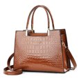 thumbnail image 1 of Bolso bandolera de gran capacidad para mujer, bolso tipo cartera de PU, bolso cruzado con patrón de cocodrilo, 1 of 6