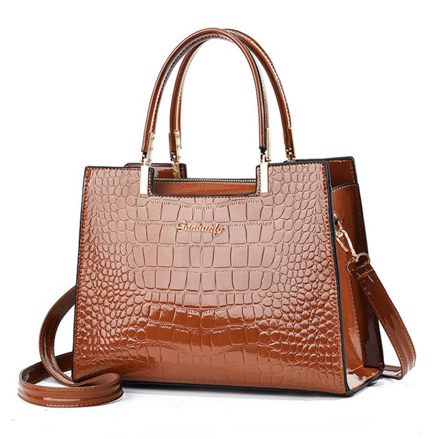 Bolso bandolera de gran capacidad para mujer, bolso tipo cartera de PU, bolso cruzado con patrón de cocodrilo