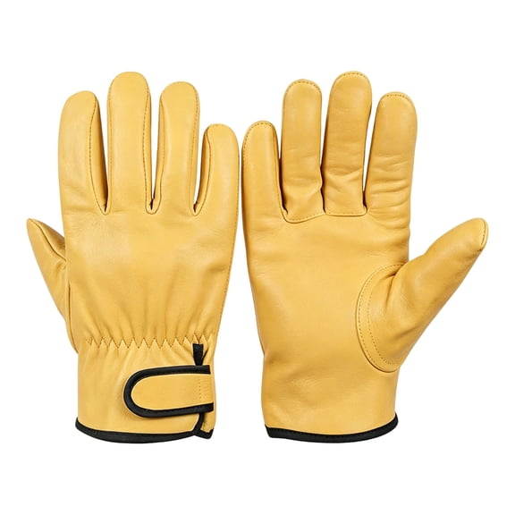 Clearance Under $5 | 1 Pair Leather Gardening Work Gloves, Thorn Proof Cowhide Gloves for Construction Driving and Yard Work