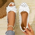 thumbnail image 3 of Gpaecead Women's Polka Dot Bow Flats Peep Toe Vintage Slip On Cushioned Insole Non Slip Shoes For Commute And Casual, D-White, 3 of 8