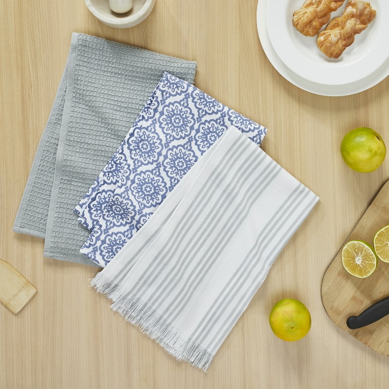 Lemon Slices Blu Kitchen Tea Towel
