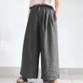 thumbnail image 2 of leijia Linen Wide Leg Pants Women Drawstring Long Pants Casual Loose Fit Elastic Waisted Palazzo Pants Summer Lounge Trousers with Pockets, 2 of 9