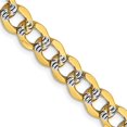thumbnail image 1 of Quality Gold PWF150-18 Chaîne Gourmette 14K Jaune & Rhodium 6.75 mm Semi-Solide avec Pav Rhodium 18 Po, 1 of 1