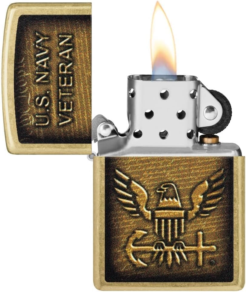 Zippo - Customized Message on United States NavyÂ® Street Brass Pocket 46489