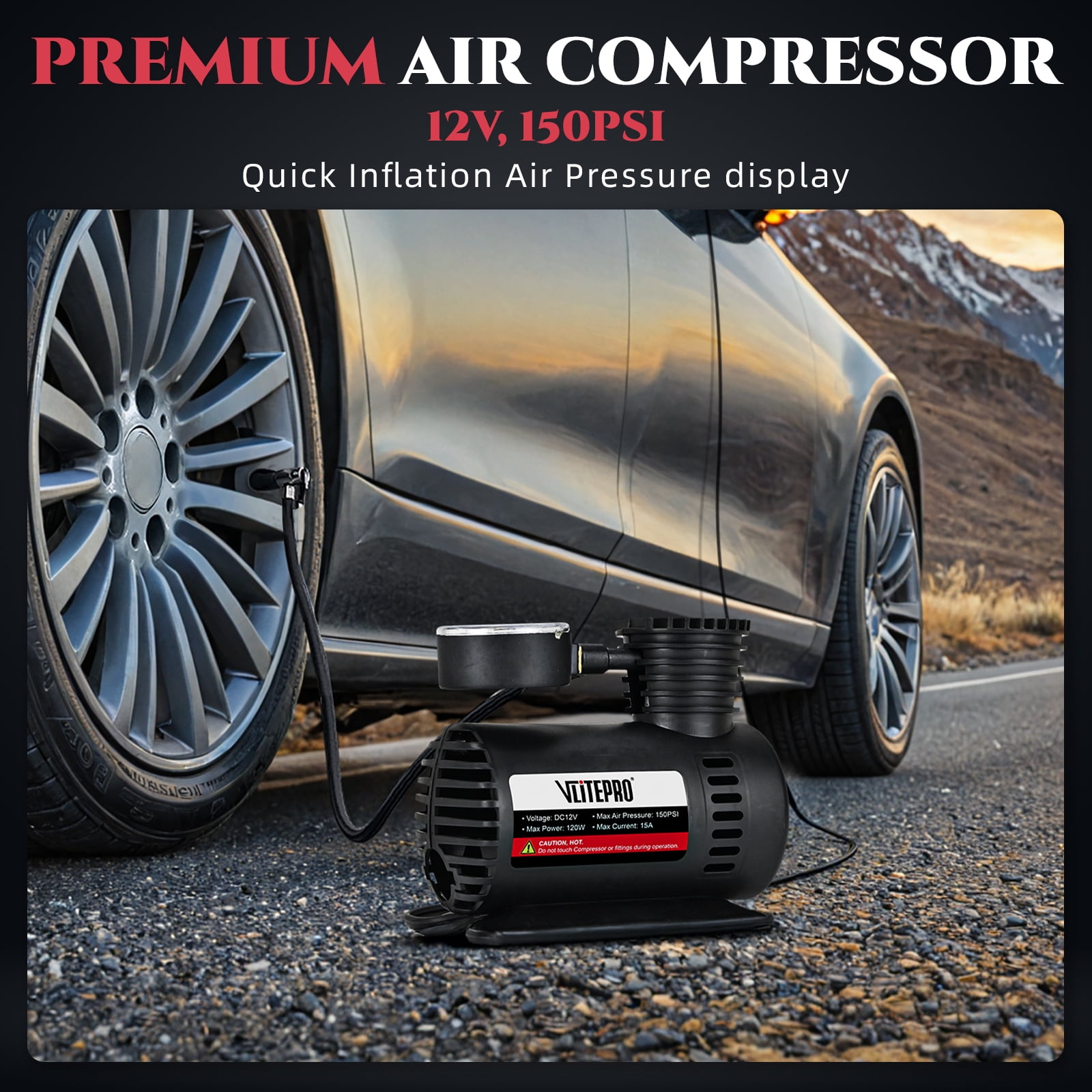 Roadside Emergency Car Kit with Portable Air Compressor & Jumper Cables, for Women, Men, Teens