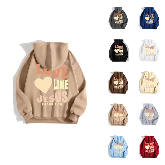 Women's Jesus Hoodie 2025 Trendy Fall Winter Long Sleeve Christian Bible Verse Hooded Sweatshirt with Pockets Pullover Top