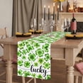 thumbnail image 2 of St Patrick's Day Table Runner, Lucky Shamrock Leaf Plants Spring Green Washable Cotton Linen Table Runners 72 Inches Long, Dresser Scarf Runner for Dining/Coffee/Kitchen/TV Stands/Cabinets 13''x72'', 2 of 9