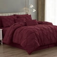 thumbnail image 2 of Chezmoi Collection 10-Piece Bed in a Bag Comforter Set, Pintuck Design, All Season Soft Microfiber Bedding with Sheets, Pillow Shams & Decorative Pillow, Burgundy, King, 2 of 9