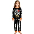 thumbnail image 4 of CAIVO Kids Halloween 2 Piece Pajama Sets Skeleton Print Long Sleeve O-Neck Tops & Pants Boys Girls Soft Sleepwear Loungewear, 4 of 4