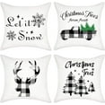 thumbnail image 2 of Christmas Pillow Covers Set of 4 Black White Buffalo Check Plaid Decorative Christmas Throw Pillow Covers 18x18 Buffalo Plaid Truck Deer Tree Farmhouse Winter Holiday Cushion Covers, 2 of 5