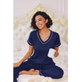 thumbnail image 3 of Ekouaer Pajamas for Women Set 2 Piece Lounge Set Soft Pajama Sets Short Sleeve and Pants Pj Sets Loose Sleepwear with Pockets, 3 of 6