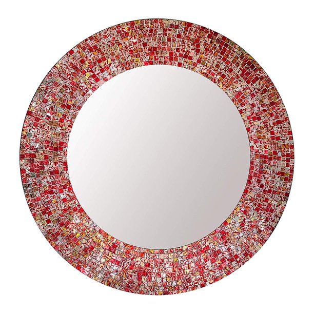 Decors 24 Traditional Mosaic Mirror Wall Decorative Red Silver Com Decors 24 Traditional Mosaic, Red Wall Mirrors Decorative