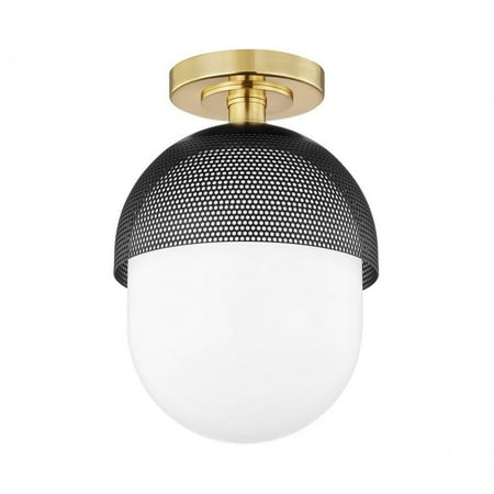 

-1 Light Semi-Flush Mount in Contemporary/Modern Style-9 inches Wide By 12.5 inches High-Aged Brass Black Finish Bailey Street Home 116-Bel-4535980