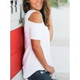 thumbnail image 4 of Ladies Cold Off Shoulder Short Sleeve T Shirts V Neck Tops Casual Criss Cross Tunic Blouse Women Summer Baggy Tee Shirt, 4 of 7