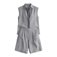 thumbnail image 5 of mihongmao Country Concert Outfits for Ladies Vacation Sets Women's Casual 2 Piece Outfit Long Sleeve Button Down Cardigan and Loose Wide Leg Cargo Pants with Pockets Tracksuit Set Gray 2X, 5 of 6