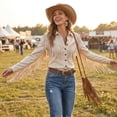 thumbnail image 6 of Womens Fringe Western Cowgirl Shirts Vintage Long Sleeve Button Down Tops Slim Country Concert Jacket,2xl, 6 of 7