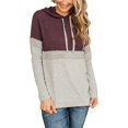 thumbnail image 2 of Women's Color Block Hoodies Fall Long Sleeve Sweatshirt Casual Drawstring Pullover Tops Striped Tunic Shirts, 2 of 5