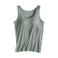 thumbnail image 5 of Tank Tops for Women Built in Bra Solid Color 2026 Trendy Ribbed Casual Slim Fitted Tank Tops Classic Supportive Cropped Sports Yoga Shirts Scoop Neck Workout Tops Camisole Tops Tunic Tops Light green, 5 of 7