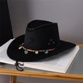 thumbnail image 2 of HNMKIU Western Denim Cowboy Hat with Curved High and Wool Brim for Men and Women Stylish British Jazz Hat Black,One Size, 2 of 4