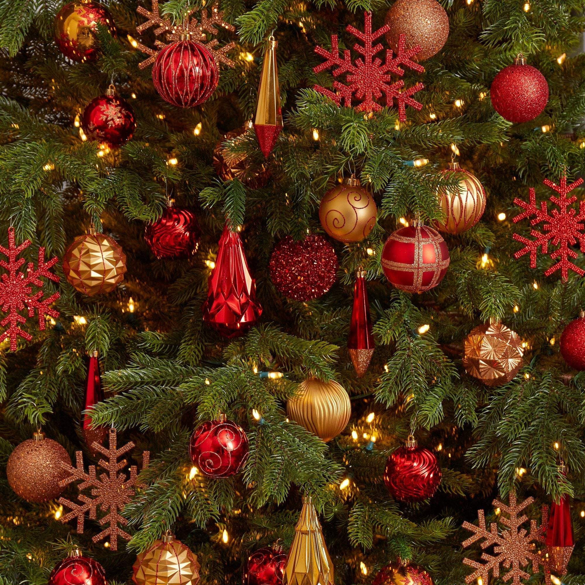 Nearly Natural Holiday Shatterproof 52 Count Christmas Tree Ornament Box Set