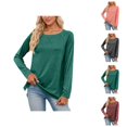thumbnail image 1 of Long Sleeve Shirts for Women 2026 Spring Fashionable Crewneck Raglan Sleeve Relaxed Fit Casual Basic T Shirt, 1 of 5