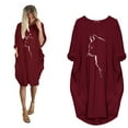 thumbnail image 2 of PENGXIANG Robe Chandail Oversize pour Femmes Imprimé Chat Manches Courtes Été Poche Mini Robe de Plage pour Femmes 2022, 2 of 5