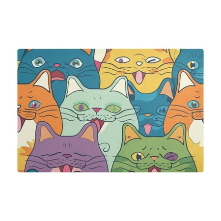 

Dish Drying Mat Microfiber Kitchen Dish Pad Counter Absorbent Drainer Rack 12 x18 Colorful Happy Cats Faces