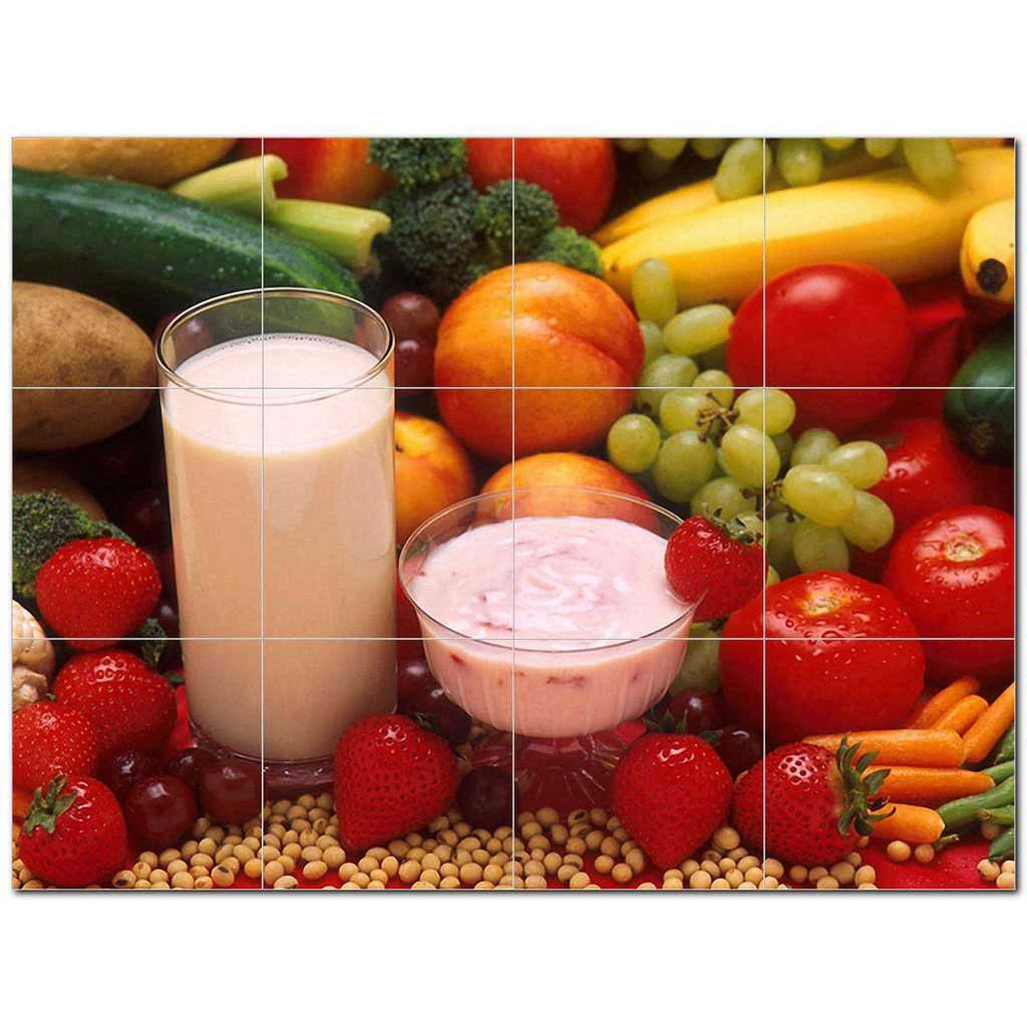 Fruits Vegetables Ceramic Tile Mural Kitchen Backsplash Bathroom Shower
