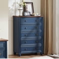 thumbnail image 6 of Leyaoyao 5-Drawer Dresser for Bedroom Set of 2, 45" Tall Chest of Drawers, Farmhouse Vertical Storage Organizer for Hallway, Living Room, Dark Blue, 6 of 6