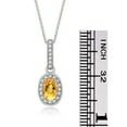 thumbnail image 3 of RYLOS Necklace Sterling Silver 925 Halo Designer Necklace with Gemstone &  Diamonds with 18" Chain 6X4MM Citrine November Birthstone Womens Jewelry Silver Necklace, 3 of 7