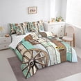 thumbnail image 3 of Feelyou Wooden Lake House Bedding Comforter Set 7pcs, Vintage Old Barn Door Queen Bedding Sets, Rustic Lodge Cabin Reversible Queen Sheet Sets, Breathable Home Decor, 3 of 8