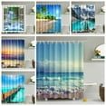 thumbnail image 3 of 71*71 in HD Seascape Printed Polyester Shower Curtains with 12 C-Shape Plastic Hanging Hooks Beautiful Bath Decor, 3 of 4