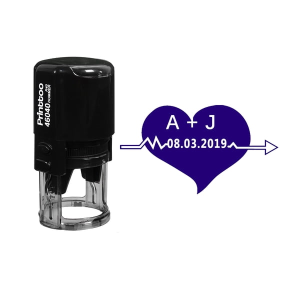 Printtoo Self Inking Custom Rubber Stamp Heartbeat Design Save The Date Personalized Stamper Gift Idea-Violet