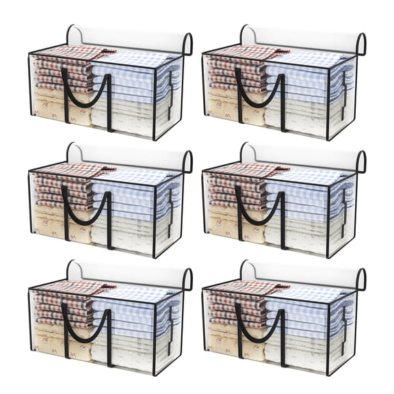 LJSXFI Clear Moving Bags Heavy Duty Extra Large, 6-Pack Moving Supplies with Reinforced Handle, Heavy-Duty Storage Tote for Clothes