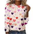 thumbnail image 2 of Plus Size Tops for Women Viikei Womens Tops Clearance under $5,Women's Top Valentine's Day Fashion Three-dimensional Print Loose Comfortable T-shirt Long Sleeve Crewneck Top Multicolor L, 2 of 4