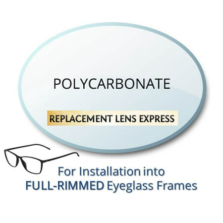 Single Vision Polycarbonate Prescription Eyeglass Lenses, Left and Right (One Pair), for installation into your own Full-Rimmed Frames, Anti-Scratch Coating Included
