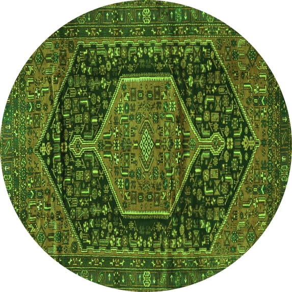 Ahgly Company Indoor Round Persian Green Traditional Area Rugs, 5' Round