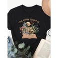 thumbnail image 1 of T-Shirt Graphique Noir pour Fille "One More ChapterBook Lover" - Tee-Shirt Décontracté à Imprimé Floral Squelette, Haut à Manches Courtes et Col Rond Extensible Doux pour Tenue Décontractée, Vêtements de Sport, Vêtements à Thème Littéraire, 1 of 7