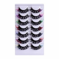 GHSOHS 7 Pairs Colored Eyelashes Eye Lashes with Colorful D Curly Strip Lashes Extensions 5D Natural Wispy Lash Clusters Salon Party False Eyelashes