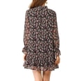 thumbnail image 4 of Allegra K Women's Ruffle Tie Neck Casual Loose Shift Floral Dress, 4 of 7