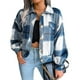 thumbnail image 2 of Women Autumn Plaid Lapel Collar Crop Top Lantern Sleeve Casual Fashion Jacket, 2 of 8