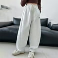 thumbnail image 5 of XIMIN Girl's Baggy Sweatpants Elastic Waist Yoga Pants Drawstring Wide Leg Sweatpants with Pockets Trendy Athletic Grunge Clothes Casual Loose Comfy Lounge Joggers, 5 of 8