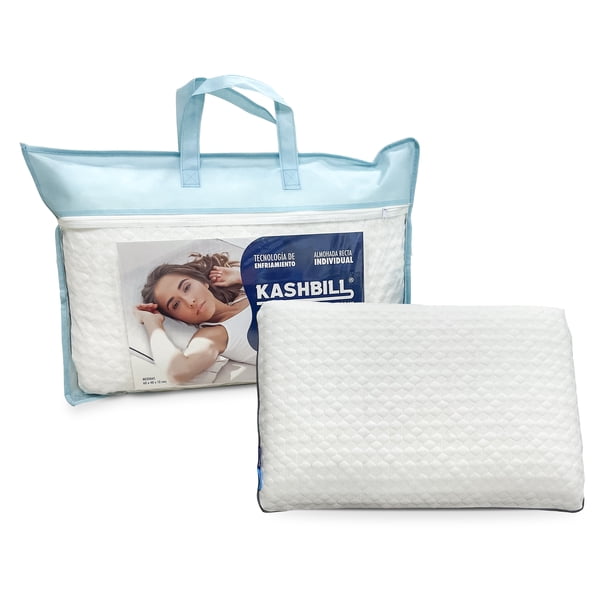 Almohada Kashbill Memory Foam con AirFlow, Hipoalergénica, Antibacterial y Suave - Adaptable y Transpirable para un Mejor Descanso 60x40
