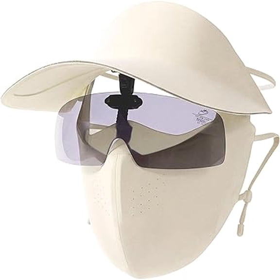 3-in-1 Sun Hat with Face Cover and Neck Shield, Breathable Wide Brim Outdoor Hat（Beige）
