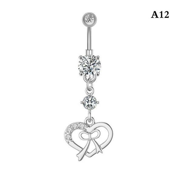 Fashion Dangle Belly Button Rings Snake Heart Rose Flower Shaped Navel Ring Sexy Body Piercing Navel Nail Body Decor Jewelry ZR