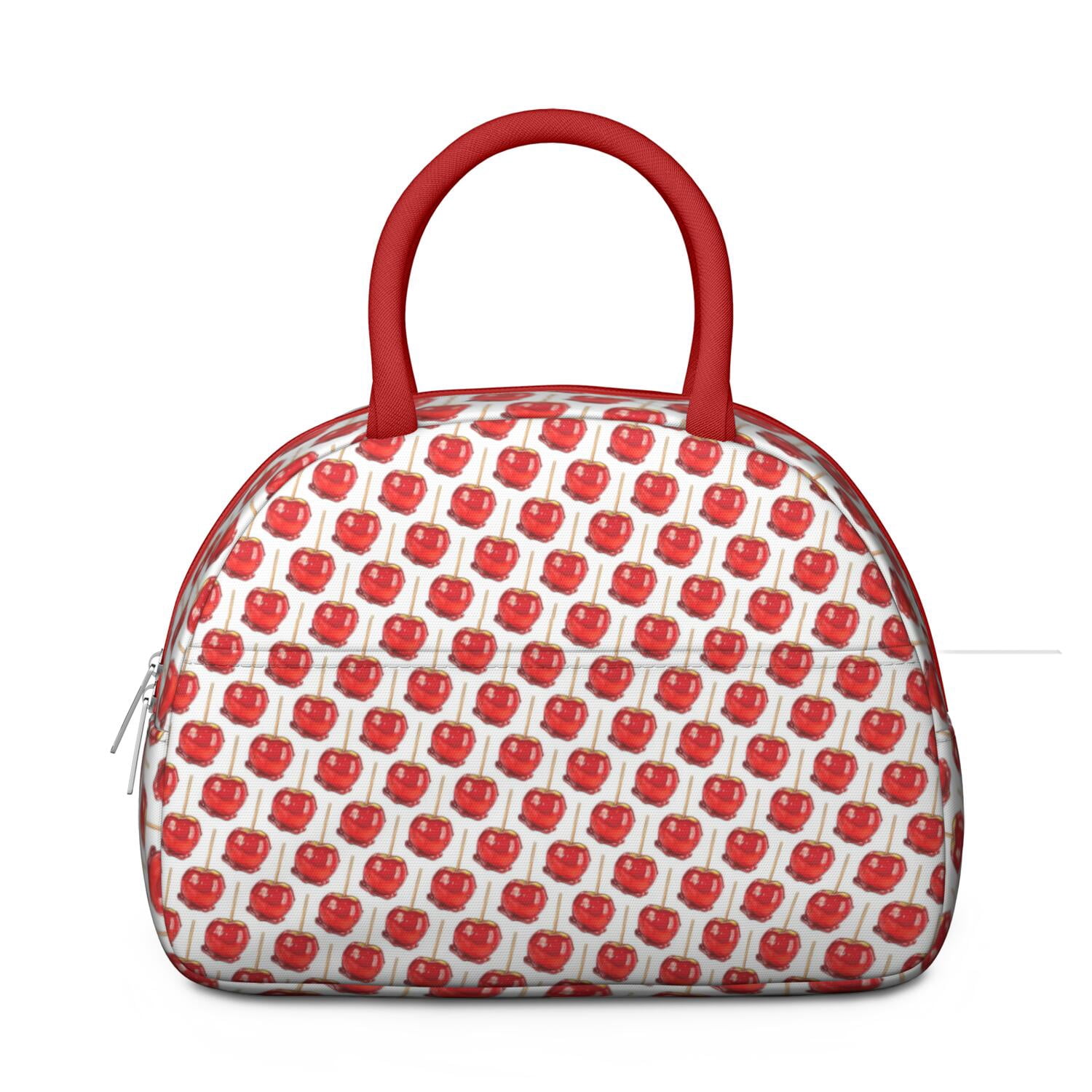 Apple Lunch Bag for Women – Cute Red & Green Fruit Print Tote with Cartoon Design and Leaves, Insulated & Leakproof, Aesthetic Lunch Box for Work or Apple Lover Gifts by CandyC