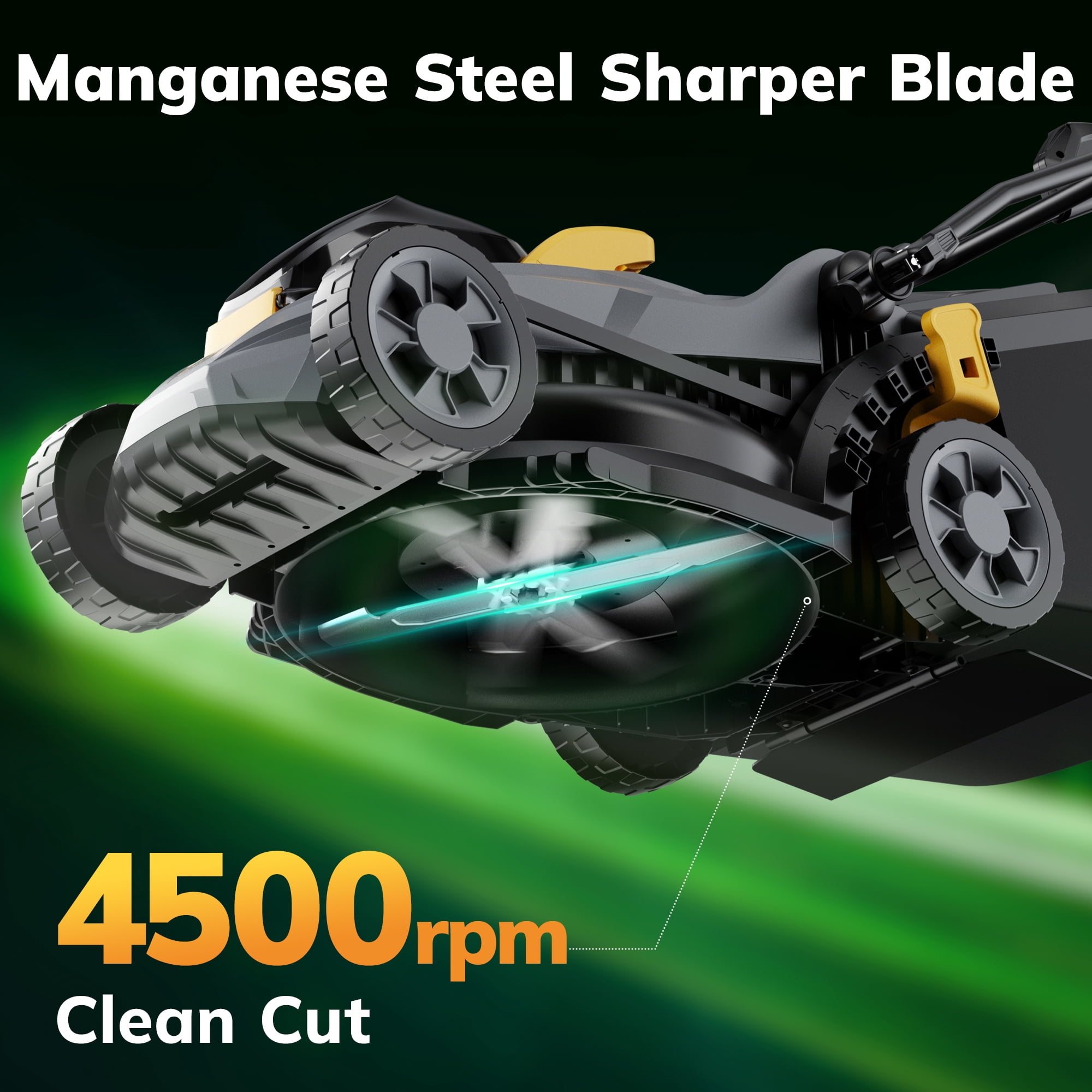 20V 13'' Cordless Lawn Mower, Grass Cutter with 4.0Ah Battery, 5 Adjustable Height Settings, Durable Manganese Steel Blades, for Small Lawn