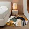 thumbnail image 3 of Boho Middle Century Large Round Rug 8 FT, Non Slip Living Room Area Carpet, Abstract Orange Geometric Leaves Washable Soft Circle Rug Non-Shedding Floor Carpet for Bedroom Office Dining Room, 3 of 9