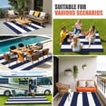 thumbnail image 5 of Outdoor Rug 3x5 ft Navy Blue Stripe Outdoor Large Area Rug Non Slip Rubber Simple Style White Striped Front Door Mat RV Rug Camping Carpet Patio Outdoor Rugs for Backyard Balcony Deck Porch Indoor, 5 of 9